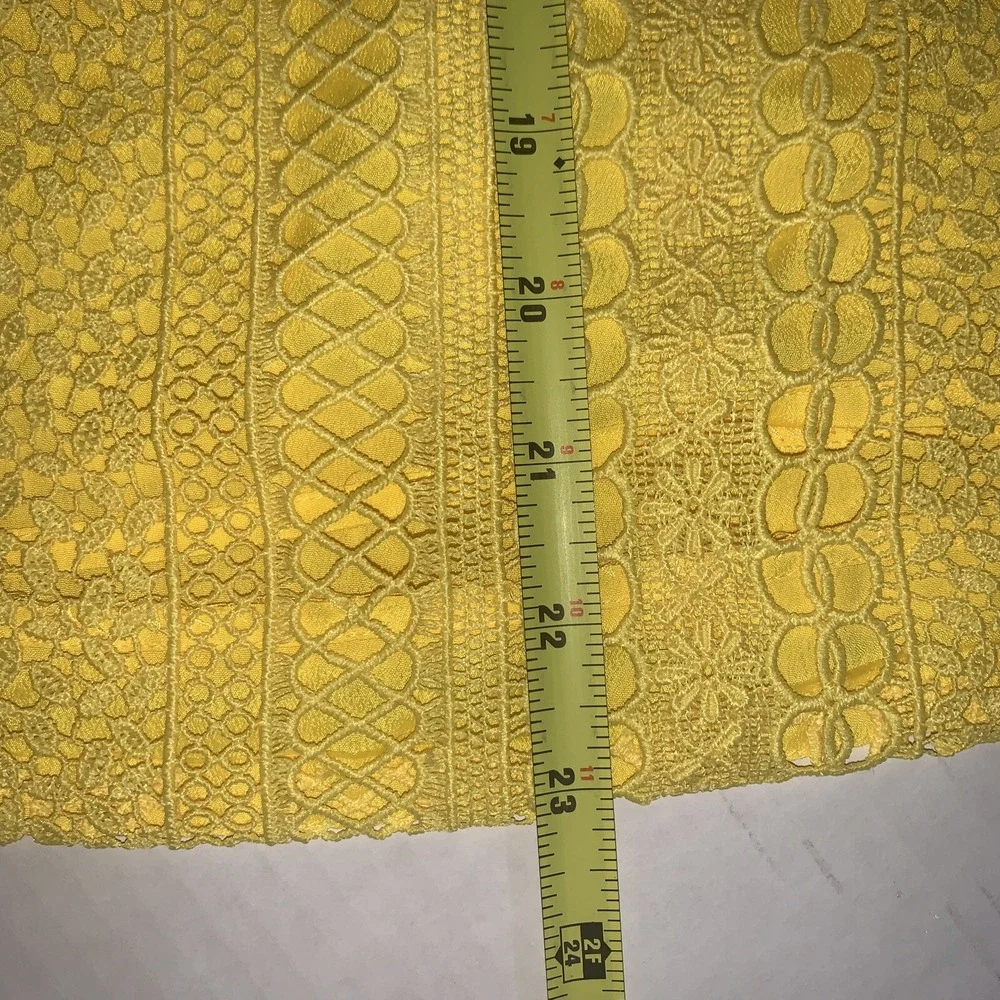 J‎ CREW Womens Size 00 Sleeveless Lined Lace Yellow Lace Crochet Tank Top Blouse - Picture 9 of 10